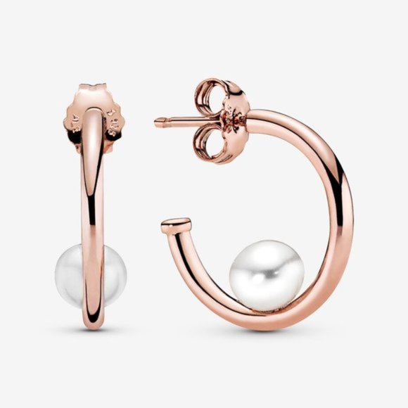 🥂Pandora Freshwater Cultured Pearl Hoop Earrings